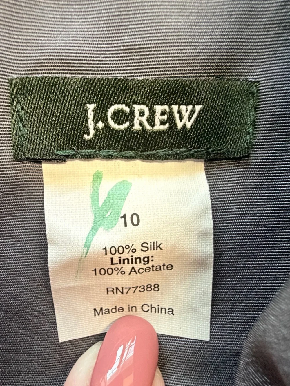 Vintage J.Crew 100% Silk A-Line Midi Dress in Slate Gray Size 10